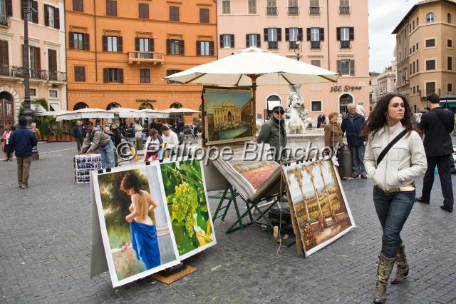 italie rome 28.JPG - Artistes peintres, place NavonaRome, Italie
